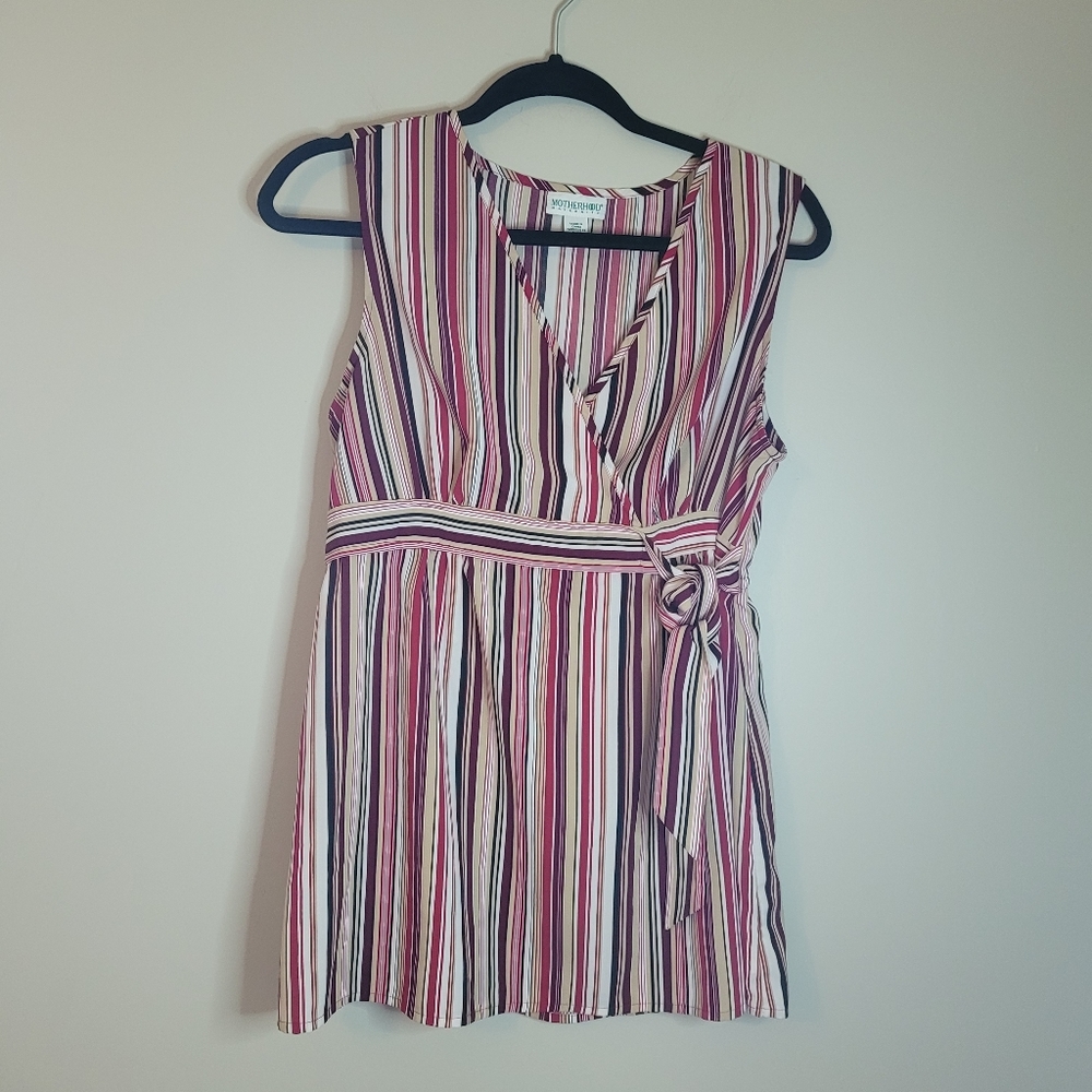 Motherhood Maternity Striped Faux Wrap Blouse